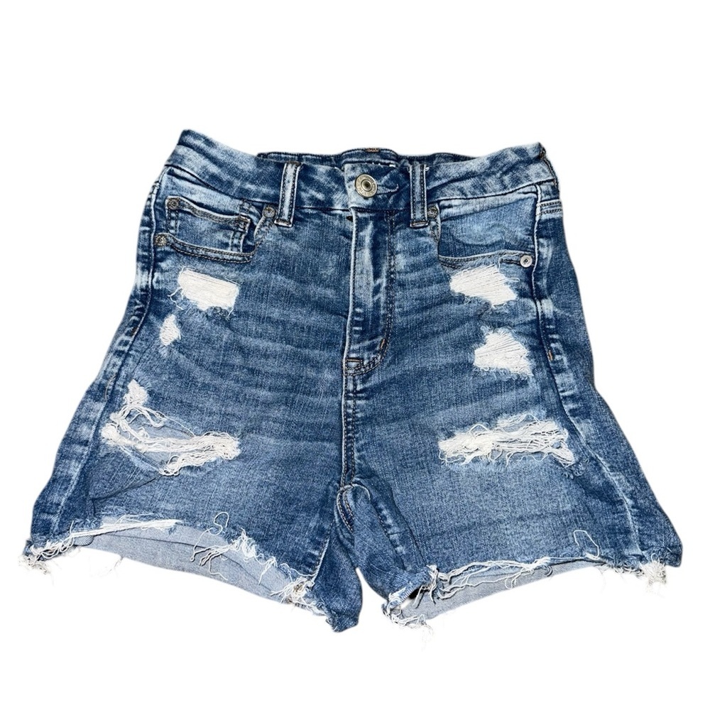 American Eagle Outfitters Distressed Mid-Blue Denim Jean Shorts